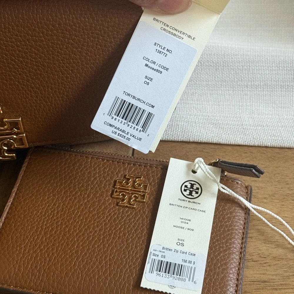 Tory Burch BRITTEN CONVERTIBLE CROSSBODY Leather Shoulder in moose color